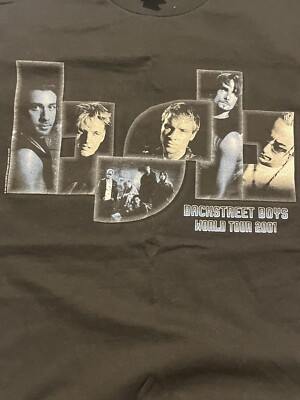 vintage 2001 backstreet boys black & blue world tour t shirt rap
