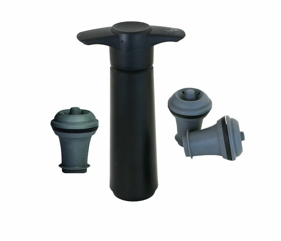 4 Piece Vacu Vin Wine Preserver VACUUM CORK BAR KIT 1 Pump & 3 Bottle Stoppers
