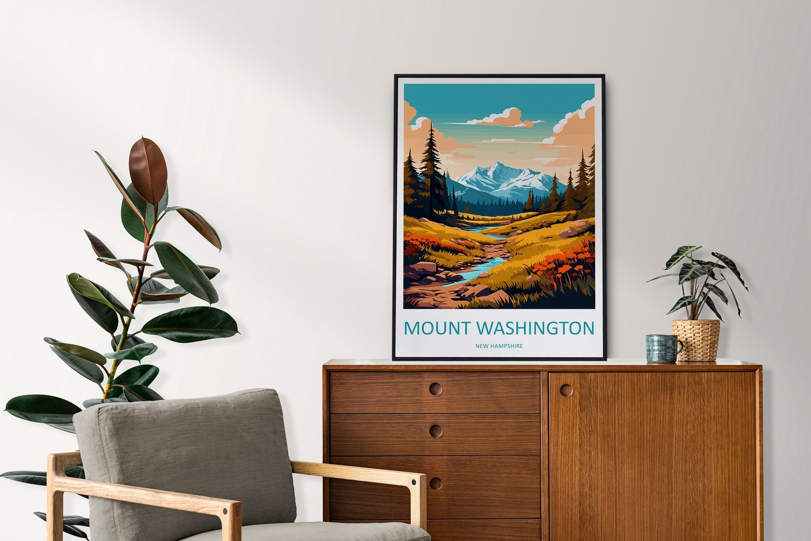 Mount Washington Travel Print Wall Art Mount Washington Wall Hanging Home Décor