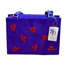 NWT! Red Hat Society Sandol Classic Embroidered Purple Purse. Free Gift W/ Bag!