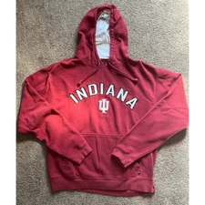 Indiana Hoosiers J. America Mens Hoodie Red Kangaroo Pocket Long Sleeve L