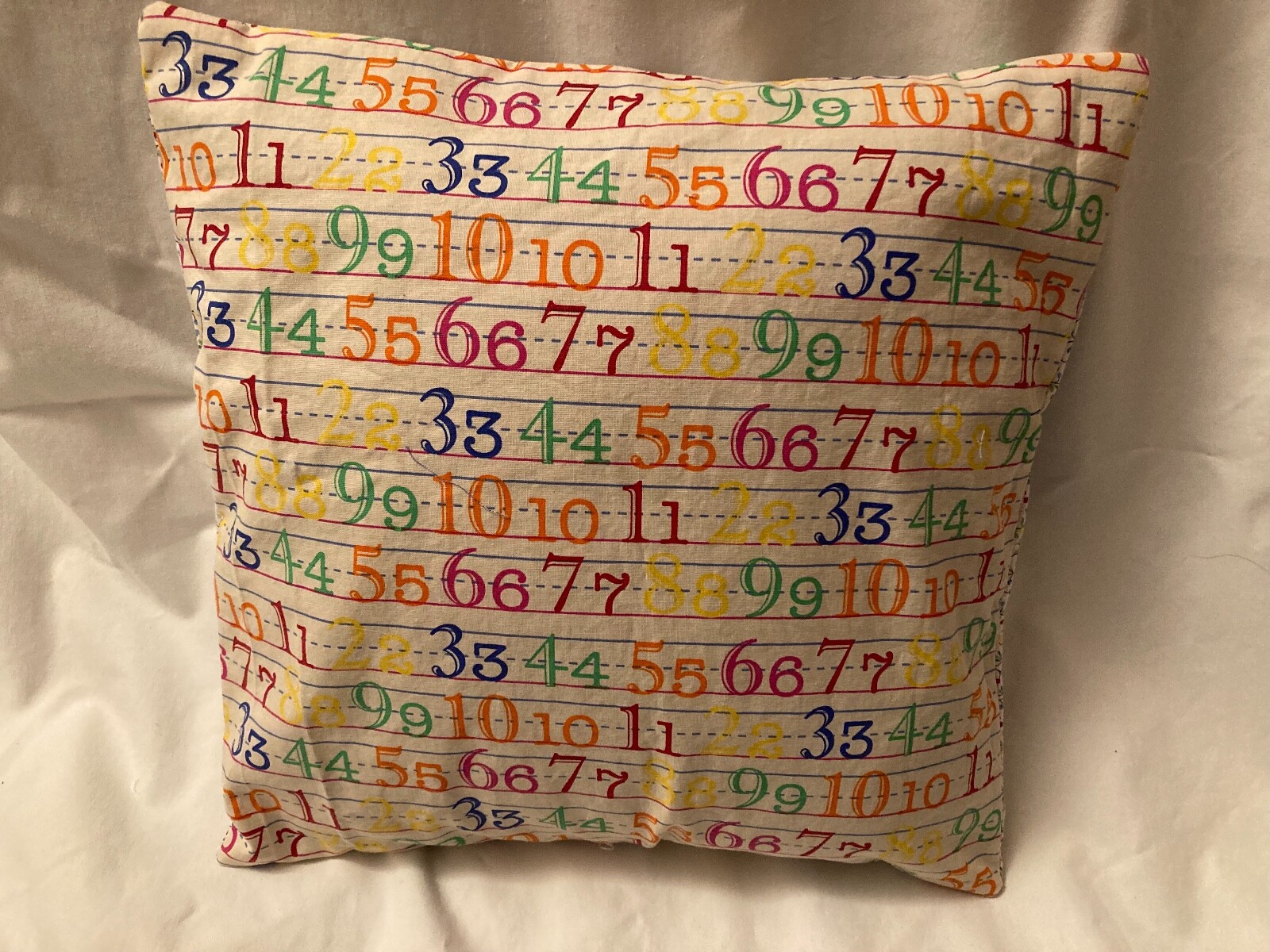 Throw pillow cover for kid's room--multicolored numbers-image