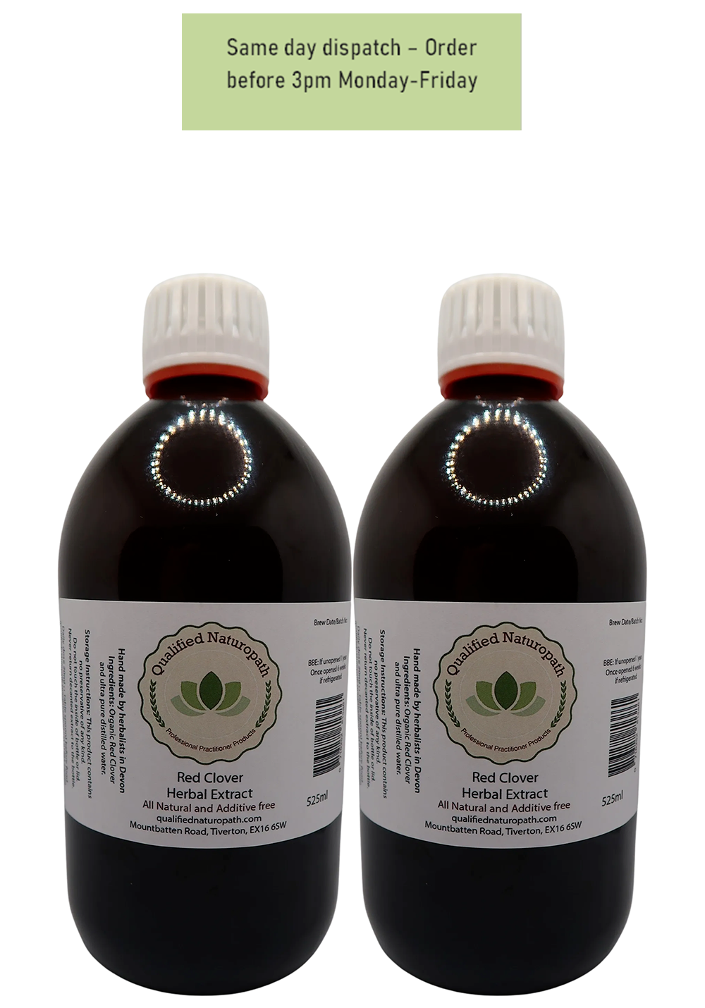 Red Clover Herbal Extract - Twin Pack 1050ml (2x525ml) - In Glass Bottles