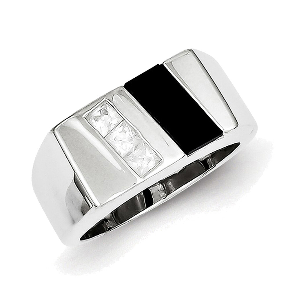 Sterling Silver Men's CZ & Onyx Ring QR2461 | eBay Sterling Silver Men's CZ & Onyx Ring QR2461 | eBay