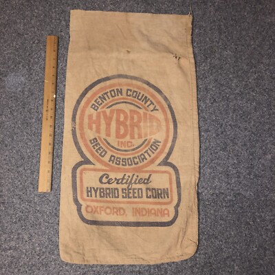 Vintage Benton County Hybrid Seed Corn Sack Oxford Indiana