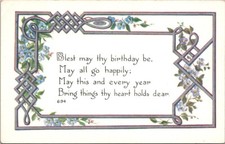 Antigua Postal Bendito Cumpleaños Trae Cosas Tu Corazón Sostiene Querido FA Owen c1910