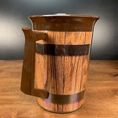 Vintage West Bend Thermo-Serv Wood Barrel Look Insulated Pitcher Made In  USA