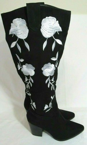 Just Fab Black Floral Embroidered Ropa 