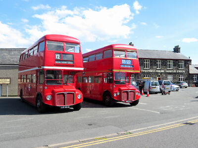 Photo 6x4 Routemaster buses in Porthmadog Two Routemaster buses are seen  c2019