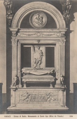 Florenz Badia Kirche Denkmal für Graf Ugo Mino da Fiesole Postkarte