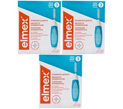 elmex Interdentalbürsten Größe 3 - 0,6mm 3 x 25 Stück XL Pack inkl. Schutzkappen
