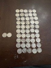 Roll Of 50 1940s Mercury Dimes Circulated $5 Face Value 90% Silver coins