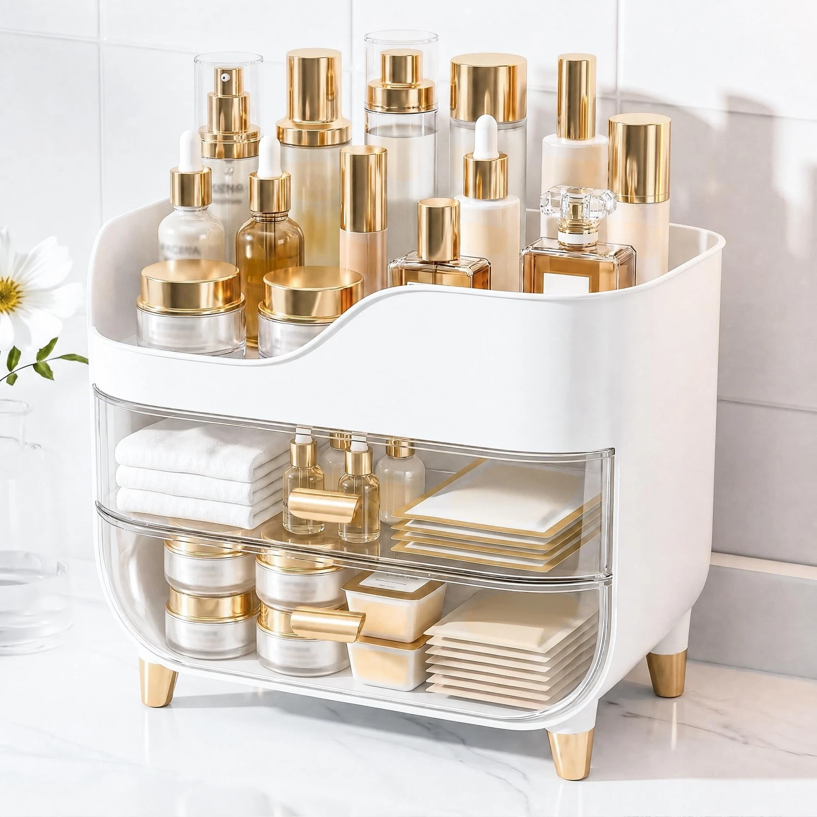 Makeup Organizer for Vanity with Large Smooth Drawers Extra Large Skincare Or...