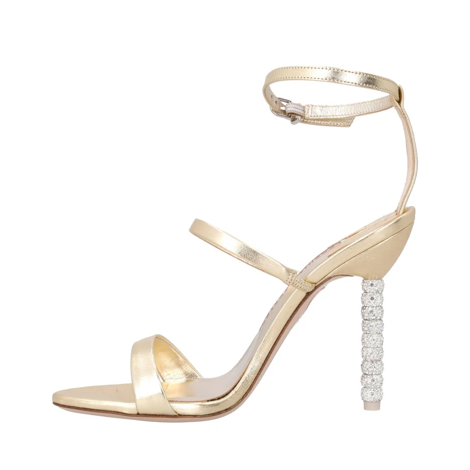 SOPHIA WEBSTER Rosalind Crystal Gold Leather Sandal Breathable UK4 RRP500 - Image 2 of 4