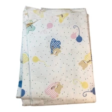 Vintage Cuddle Time teddy bear balloons pastel receiving blanket 30” x 40” USA