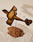 1970s Copper  Metal & Burl Wood Base Airplane Plane Aviation Sculpture Art Rare — photo 6