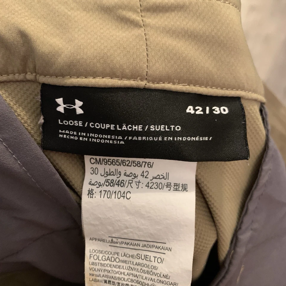 Under Armour Tech Golf Pants Men 42x28.5 Tan Lightweight Loose Performance - Image 2 of 4