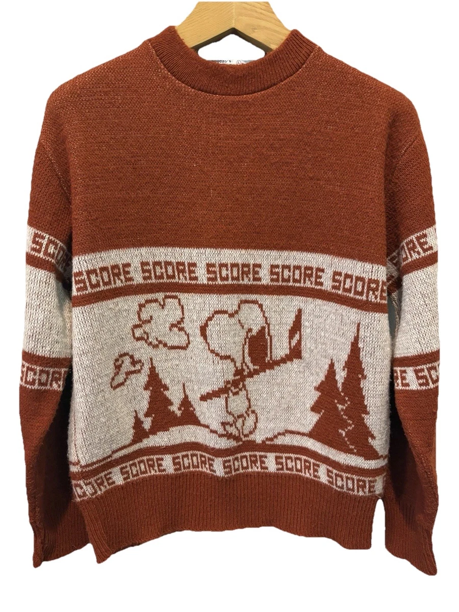 RARE VINTAGE 70's Arrow PEANUTS SNOOPY Knit Sweater Mens L Burnt
