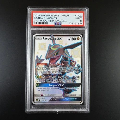 PSA 9 Rayquaza GX 177a Pokemon Hidden Fates Promo Full Art Holo Card