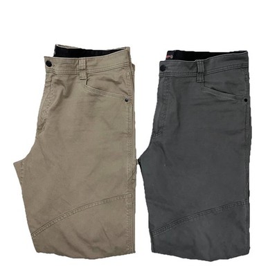 Wrangler Mens Jackson Utility ATG Pants Lot Of 2 Sz 38x32 Canvas Beige Gray EUC