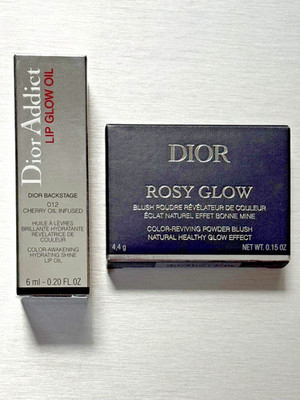 DIOR Addict Lip Glow Oil & Rosy Glow Blush LOT - Rosewood - New NIB Authentic