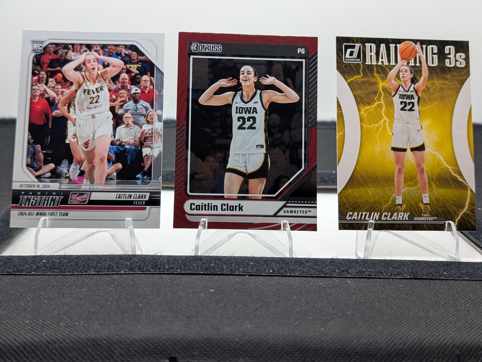 Caitlin Clark 2024 Rookie Cards - Instant All Star #/16135 Red Target & Raining 3s