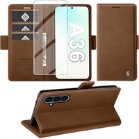 HandyhüLle PU Leder Wallet Flip Case Braun Mit Schutzfolie FüR Galaxy A36 5G