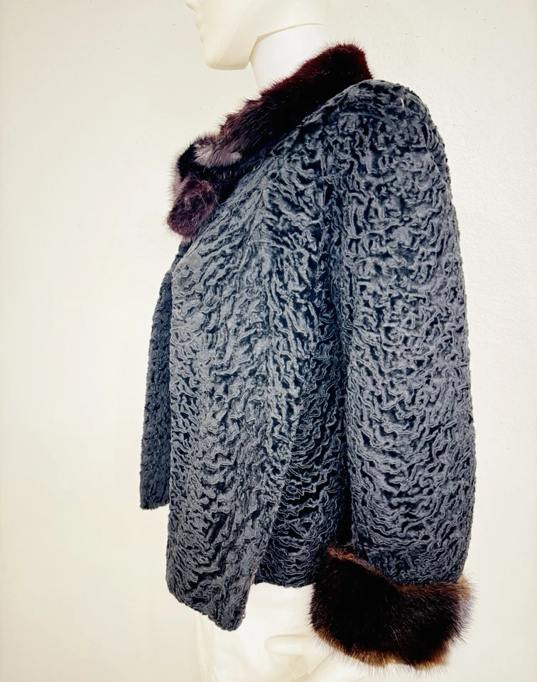 Revillon For Saks 5th Ave Natural Rusa Swakara con Chaqueta de Visón Natural Se Ajusta a S Foto 4 de 4