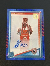 2025 Panini Donruss WNBA Saniya Rivers #92 (RC) Rated Rookie Blue Laser Auto /25