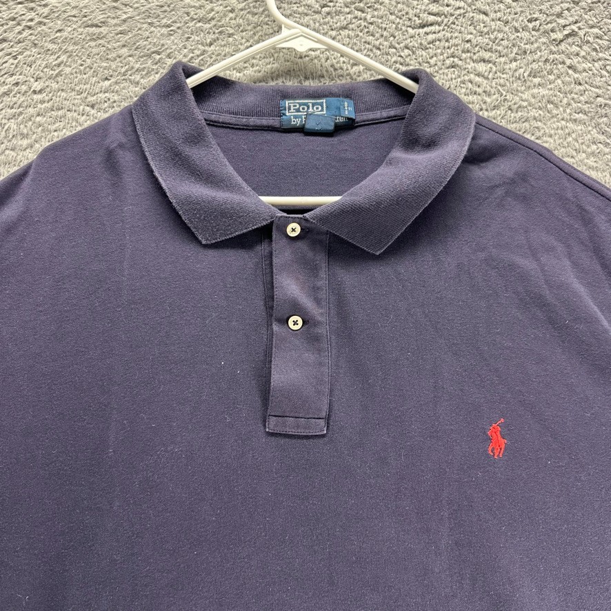 Polo Ralph Lauren Plo Shirt Uomo 3XB Blu Navy Morbida Manica Corta Pony Rosso