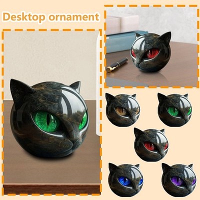 Luxury Black Cat Stone Sculpture, 8cm Sculpture Noire De La