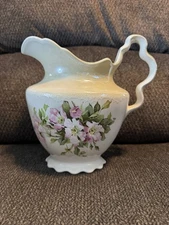 Antique Homer Laughlin The Angelus White PITCHER JUG Scalloped Serpentine Shape