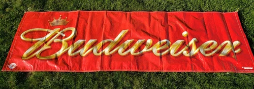 Vintage 2004 Budweiser Beer Banner Vinyl Large 114" x 34" Garage Man Cave Decor