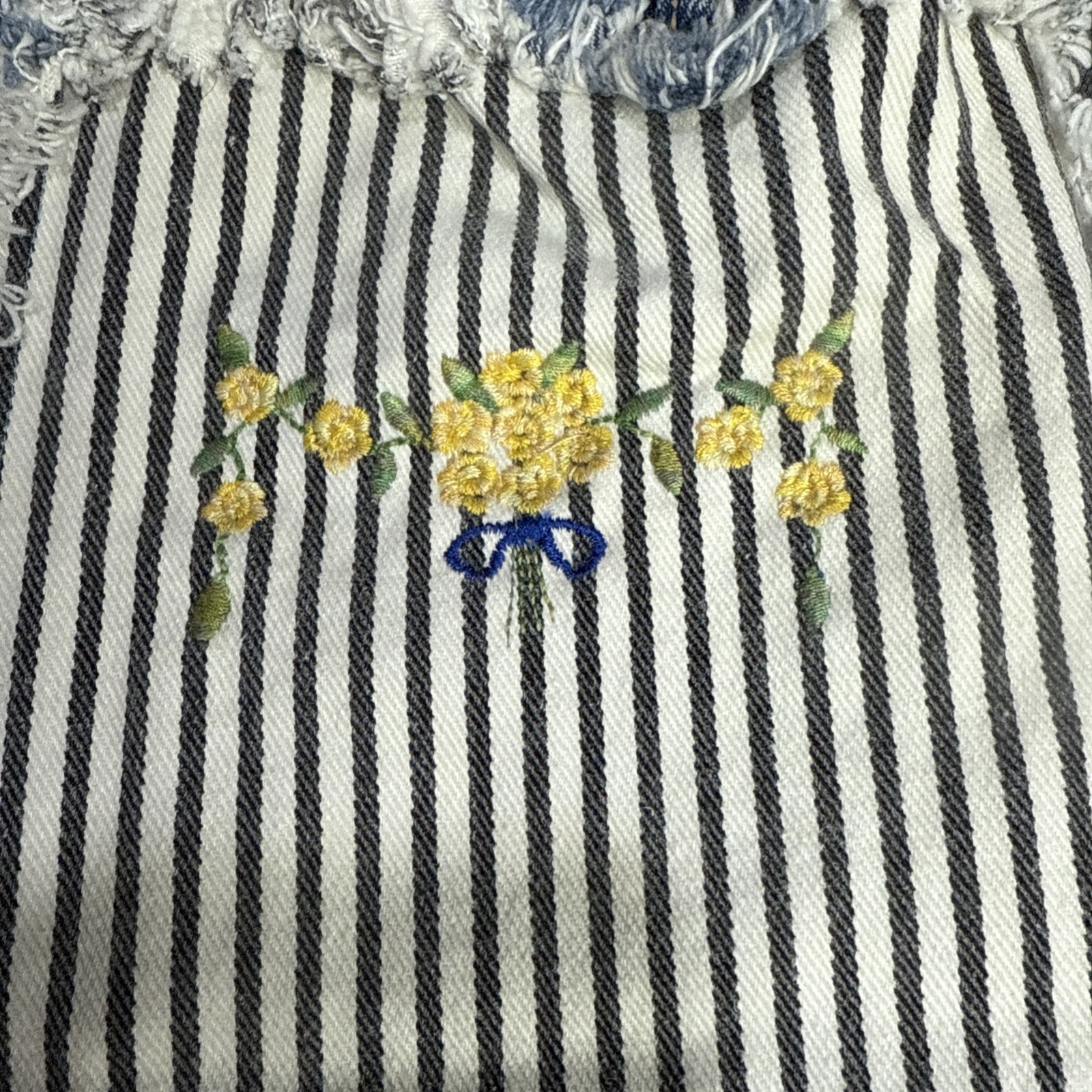 Handmade Denim Patchwork Tote Bag Embroidered Flo… - image 10