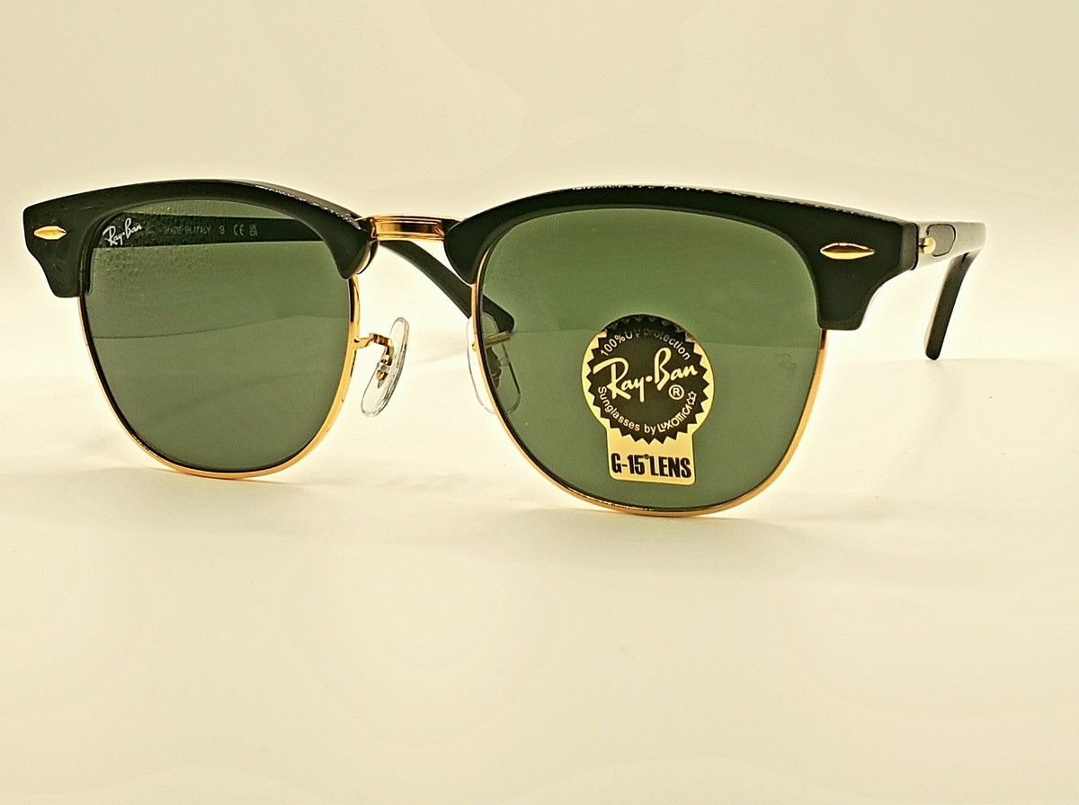 Ray-Ban Black Frame Sunglasses with Dark Green Lenses and Gold Bridge Ray-Ban main image 4