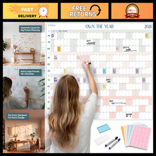 Large 2026 Wall Calendar - 4ft x 3ft Dry Erase Planner, Yearly Organizer with Ma