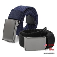 Boys Canvas Web Belts - 2PCS School Uniform Fit Waist: 25"-30" Navy Blue/Black