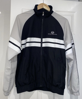 Giacca Sergio Tacchini Track Taglia Small Foderata con Cerniera Nero Grigio Bianco Tasche 90