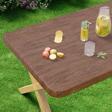 Rectangle Vinyl Tablecloth, Fitted Table Cover, Waterproof, Elastic Edge, Pla...