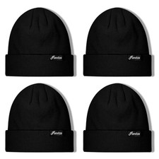 Winter Beanie Hats for Men Women: 4 Pack Knit Cuffed Beanies Skull Caps Black