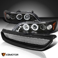 Fits 1998-2002 Honda Accord 2dr Black Led Halo Projector Headlightsmesh Grille Fits 1998-2002 Honda Accord 2dr Black Led Halo Projector Headlightsmesh Grille