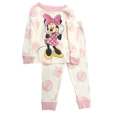 Disney Infant  Toddler Girls Pink Polka Dot Minnie Mouse Pajamas Sleep Set