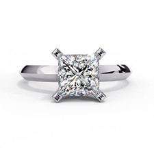 1.75 CT Princess Cut Lab Created Diamond Solitaire Ring | 14k Solid White Gold