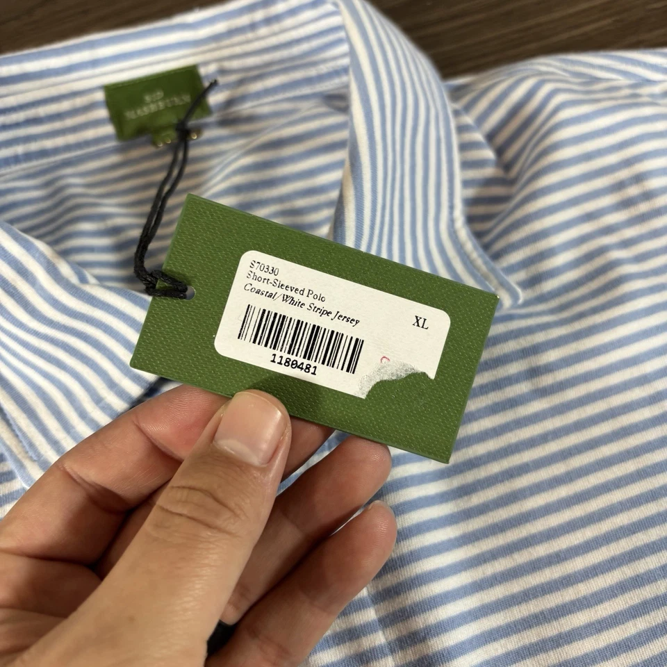 Polo Sid Mashburn Manga Corta Costero Blanco Rayas Jersey Para Hombre Talla XL NUEVO CON ETIQUETAS Foto 4 de 4