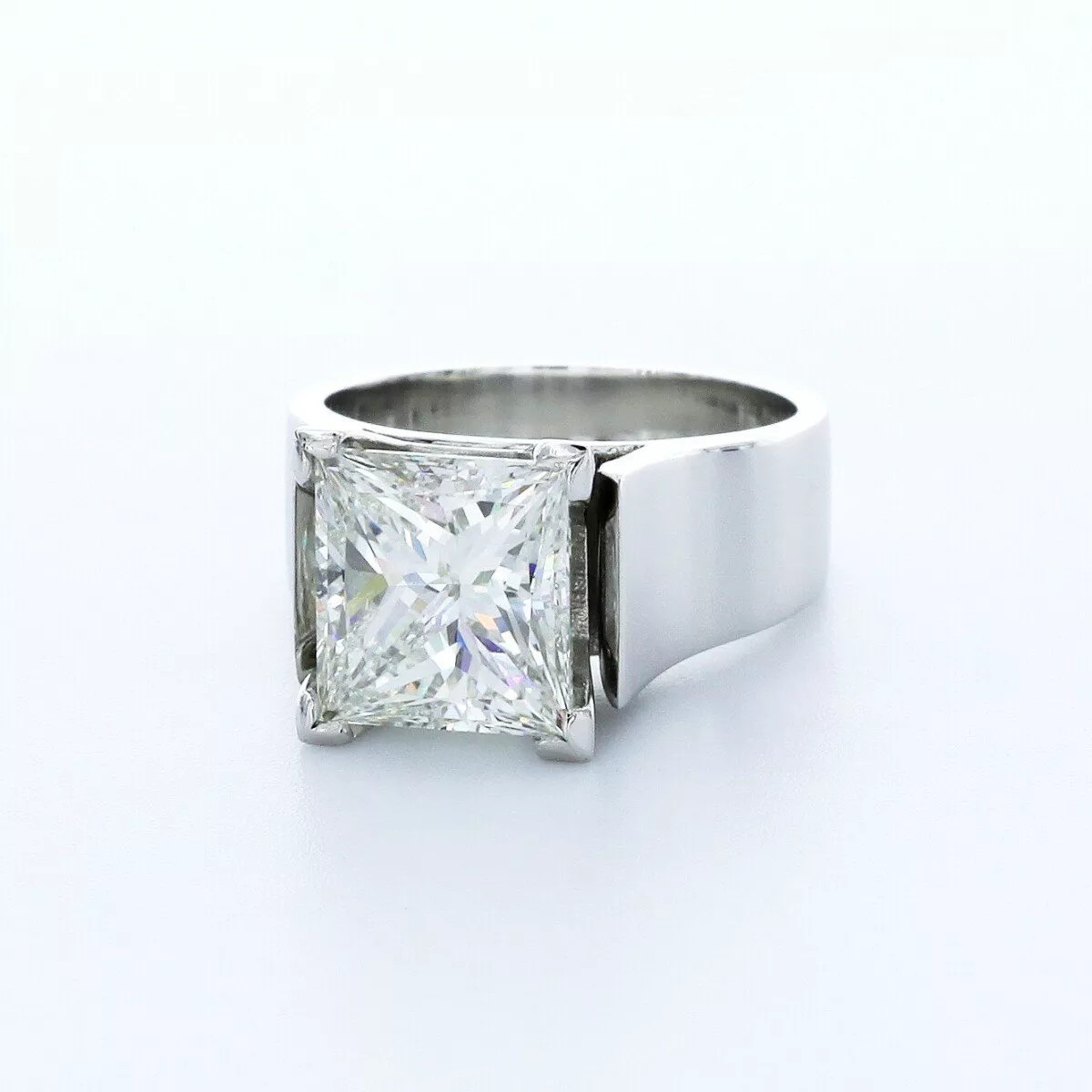 Solitaire Engagement Ring Platinum 3.91 Carat Princess Lab-Grown Diamond G VS1-image