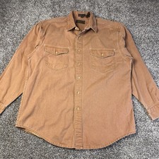 Vintage 80s Eddie Bauer Elkhorn Twill Button Up Shirt Brown Men  s Size XL Denim