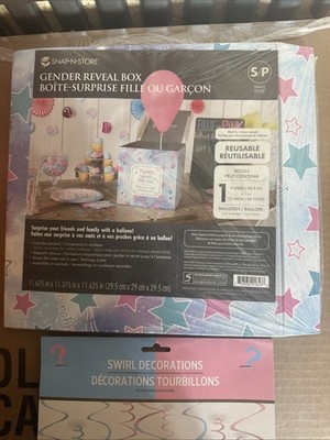 NEW Small Twinkle Twinkle Gender Reveal Balloon Cardboard Box & Sign -BUNDLE