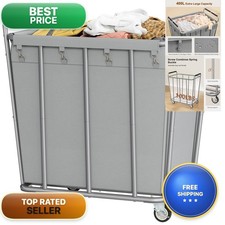 Hoctieon Large Laundry Cart Wheels, 400L Heavy Duty Laundry Basket Organizer