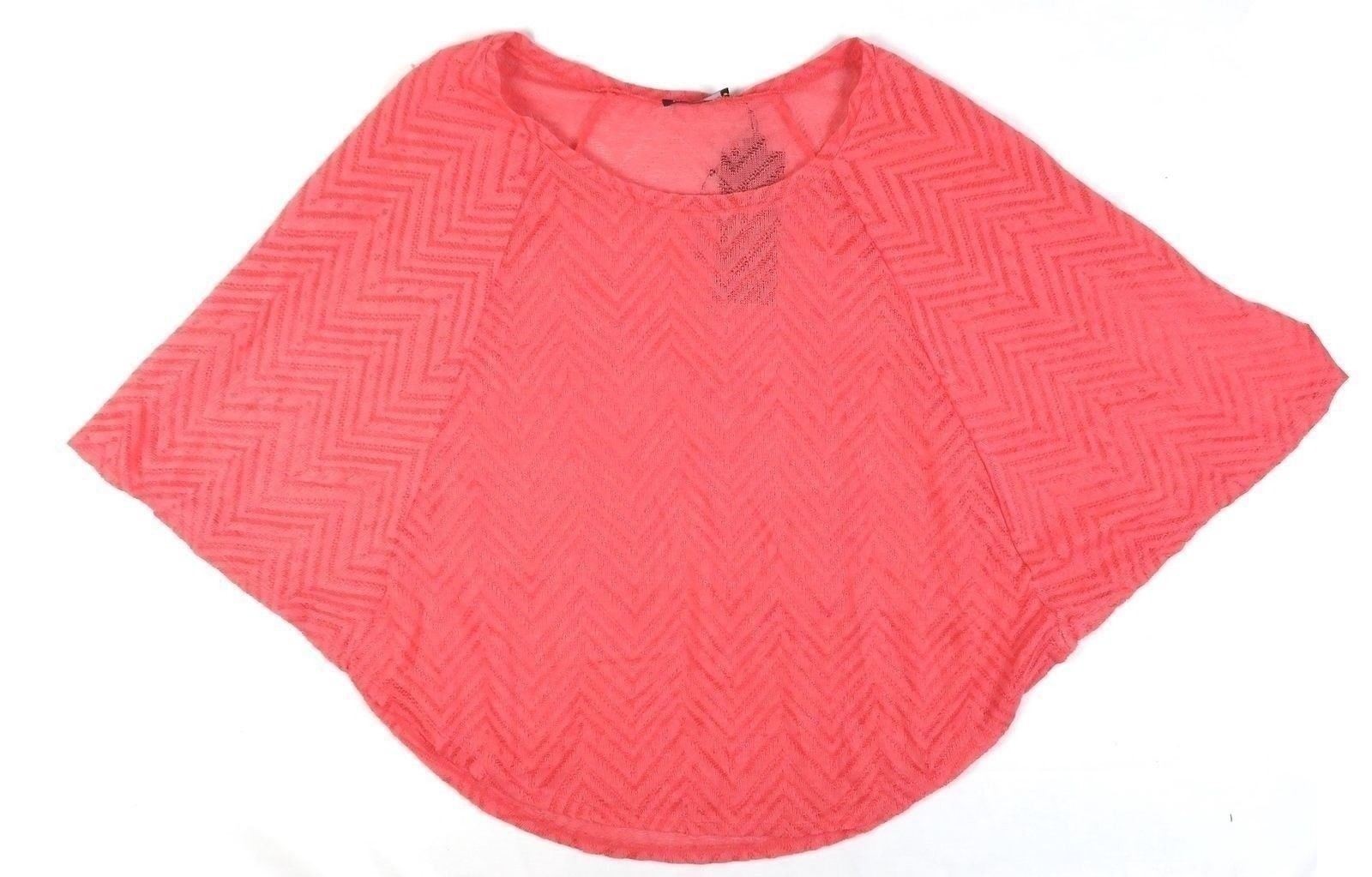 1X Plus Women's Point Zero Curvy Pullover Poncho Sweater Hibiscus