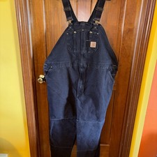 Carhartt Bibs Men 50 x30 Brown Sandstone Double Knee Overall R06-DKB Duck Canvas